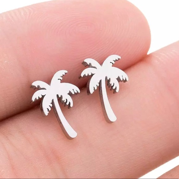 Gold Palm TreeCalifornia Stainless Steel Earrings With Gift Bag - Picture 3 of 6